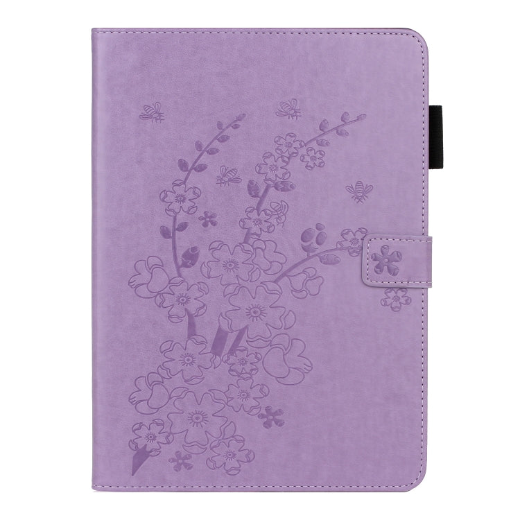 For iPad mini 2024 / mini 6 Embossed Plum Bossom Pattern Smart Leather Tablet Case(Purple) - iPad mini 6 Cases by buy2fix | Online Shopping UK | buy2fix