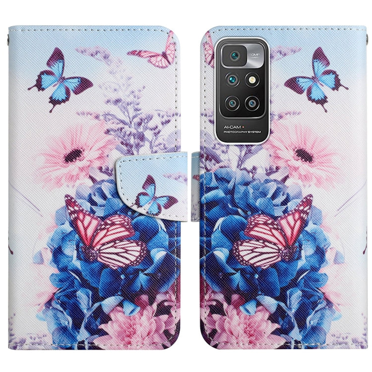 For Xiaomi Redmi 10 Painted Pattern Flip Leather Phone Case(Purple Butterfly) - Xiaomi Cases by buy2fix | Online Shopping UK | buy2fix