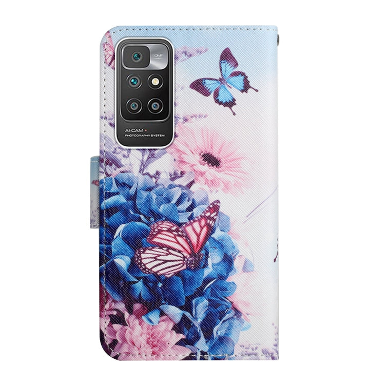 For Xiaomi Redmi 10 Painted Pattern Flip Leather Phone Case(Purple Butterfly) - Xiaomi Cases by buy2fix | Online Shopping UK | buy2fix
