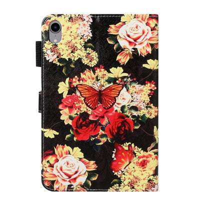 For iPad mini 2024 / mini 6 Cross Texture Painted Smart Leather Tablet Case(Black Peonies) - iPad mini 6 Cases by buy2fix | Online Shopping UK | buy2fix