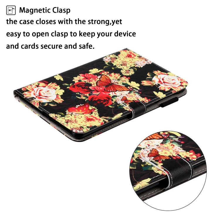 For iPad mini 2024 / mini 6 Cross Texture Painted Smart Leather Tablet Case(Black Peonies) - iPad mini 6 Cases by buy2fix | Online Shopping UK | buy2fix