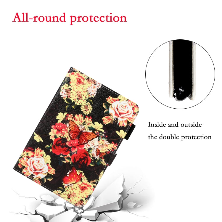 For iPad mini 2024 / mini 6 Cross Texture Painted Smart Leather Tablet Case(Black Peonies) - iPad mini 6 Cases by buy2fix | Online Shopping UK | buy2fix