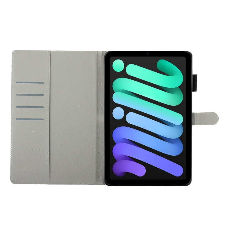 For iPad mini 2024 / mini 6 Cross Texture Painted Smart Leather Tablet Case(Black Peonies) - iPad mini 6 Cases by buy2fix | Online Shopping UK | buy2fix