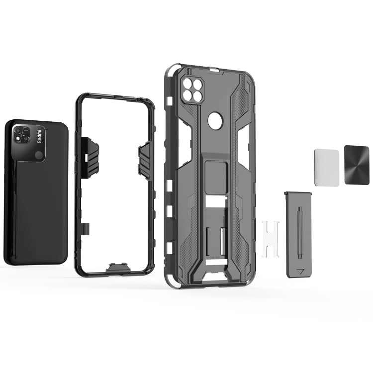 For Xiaomi Redmi 10A Supersonic PC + TPU Shock-proof Phone Case with Holder(Black) - Xiaomi Cases by buy2fix | Online Shopping UK | buy2fix
