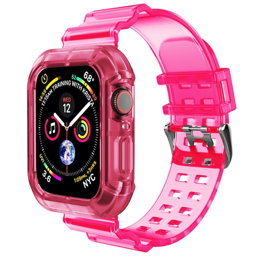 Transparent Watch Band For Apple Watch Series 9&8&7 41mm / SE 3&SE 2&6&SE&5&4 40mm / 3&2&1 38mm(Transparent Rose Red) - Watch Bands by buy2fix | Online Shopping UK | buy2fix