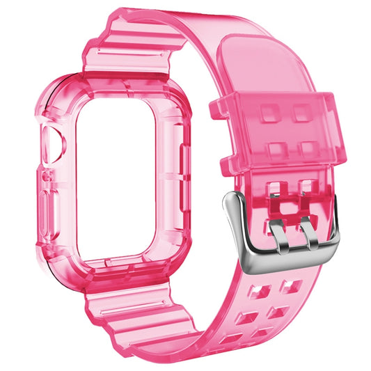 Transparent Watch Band For Apple Watch Series 9&8&7 41mm / SE 3&SE 2&6&SE&5&4 40mm / 3&2&1 38mm(Transparent Rose Red) - Watch Bands by buy2fix | Online Shopping UK | buy2fix
