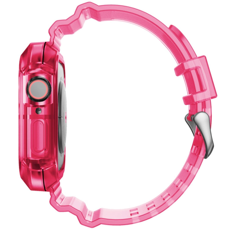 Transparent Watch Band For Apple Watch Series 9&8&7 41mm / SE 3&SE 2&6&SE&5&4 40mm / 3&2&1 38mm(Transparent Rose Red) - Watch Bands by buy2fix | Online Shopping UK | buy2fix