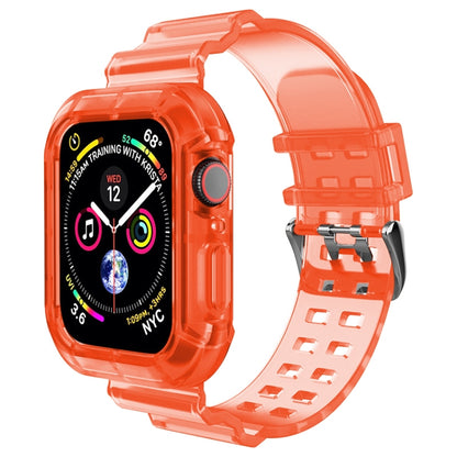 Transparent Watch Band For Apple Watch Series 8&7 45mm / SE 2&6&SE&5&4 44mm / 3&2&1 42mm(Transparent Red) by buy2fix