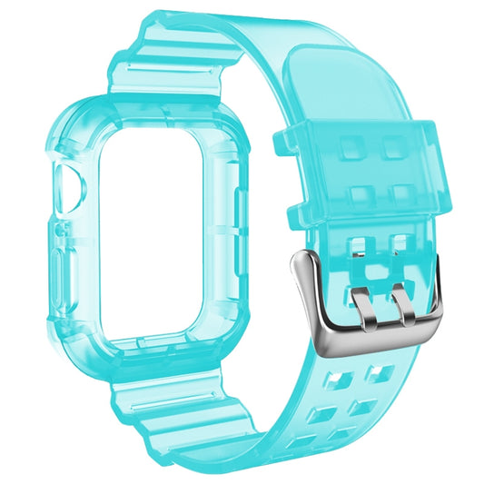 Transparent Watch Band For Apple Watch Series 8&7 45mm / SE 2&6&SE&5&4 44mm / 3&2&1 42mm(Transparent Cyan) by buy2fix