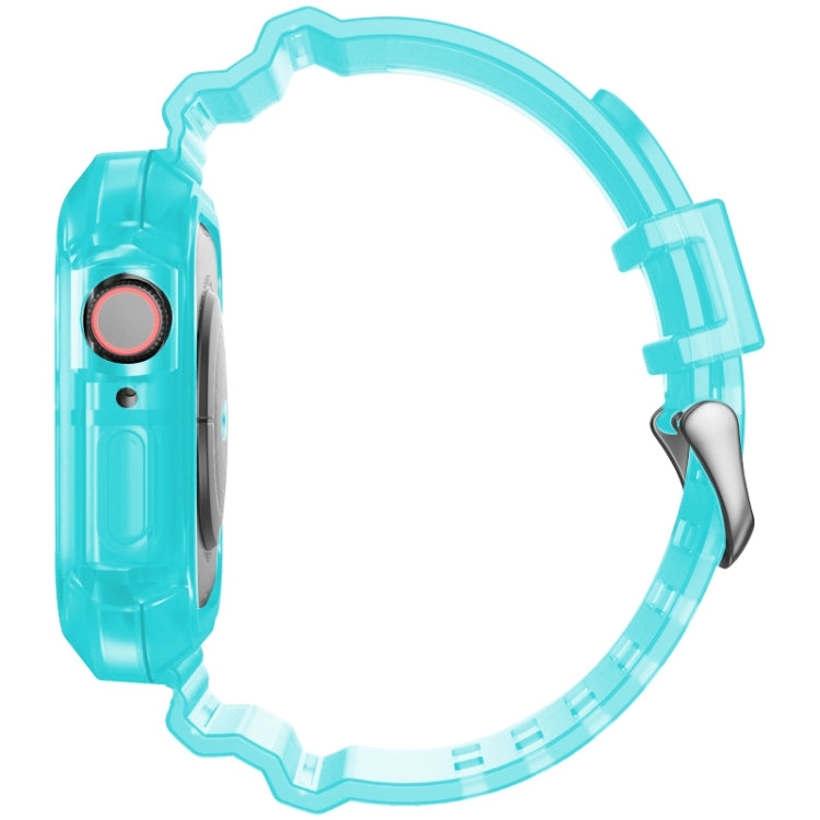 Transparent Watch Band For Apple Watch Series 8&7 45mm / SE 2&6&SE&5&4 44mm / 3&2&1 42mm(Transparent Cyan) by buy2fix