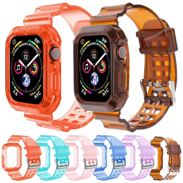 Transparent Watch Band For Apple Watch Series 8&7 45mm / SE 2&6&SE&5&4 44mm / 3&2&1 42mm(Transparent Brown) by buy2fix