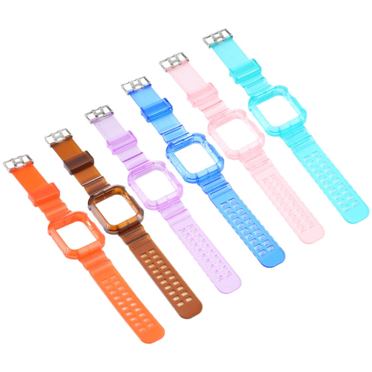 Transparent Watch Band For Apple Watch Series 8&7 45mm / SE 2&6&SE&5&4 44mm / 3&2&1 42mm(Transparent Cyan) by buy2fix