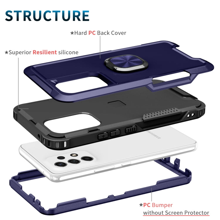 For Samsung Galaxy A53 3 in 1 Ring Holder PC + TPU Phone Case(Navy Blue) by buy2fix