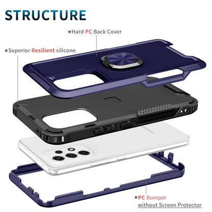 For Samsung Galaxy A53 3 in 1 Ring Holder PC + TPU Phone Case(Navy Blue) by buy2fix