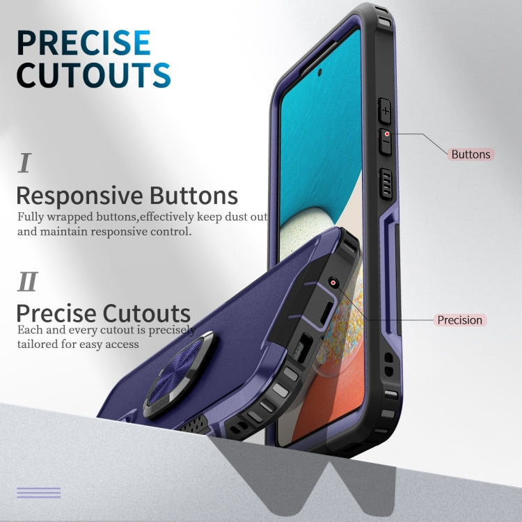 For Samsung Galaxy A53 3 in 1 Ring Holder PC + TPU Phone Case(Navy Blue) by buy2fix