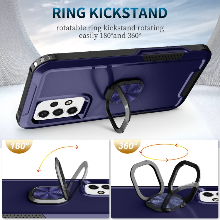 For Samsung Galaxy A53 3 in 1 Ring Holder PC + TPU Phone Case(Navy Blue) by buy2fix