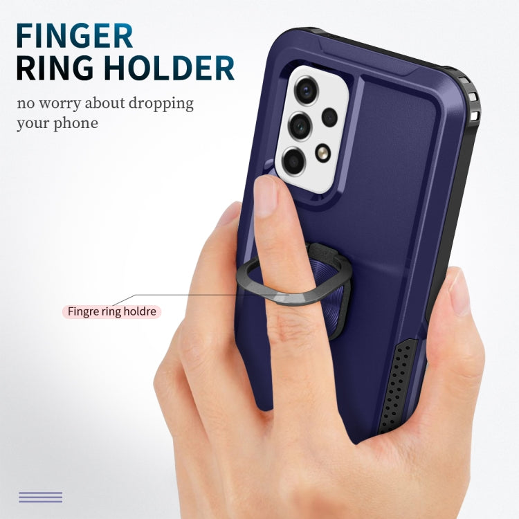 For Samsung Galaxy A53 3 in 1 Ring Holder PC + TPU Phone Case(Navy Blue) by buy2fix