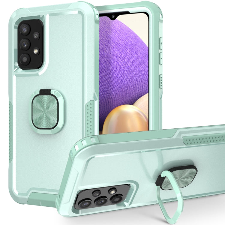 For Samsung Galaxy A73 5G 3 in 1 Ring Holder PC + TPU Phone Case(Mint Green) by buy2fix