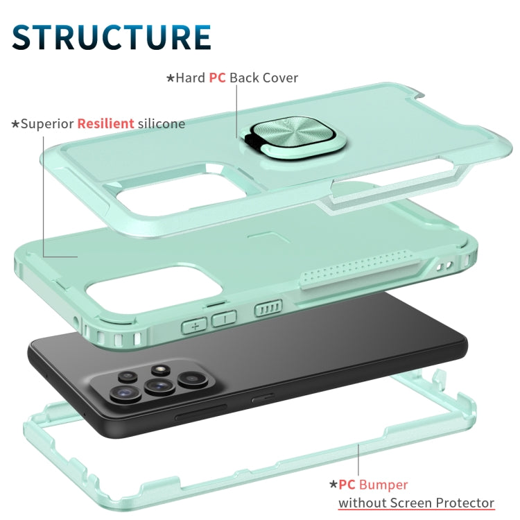 For Samsung Galaxy A73 5G 3 in 1 Ring Holder PC + TPU Phone Case(Mint Green) by buy2fix