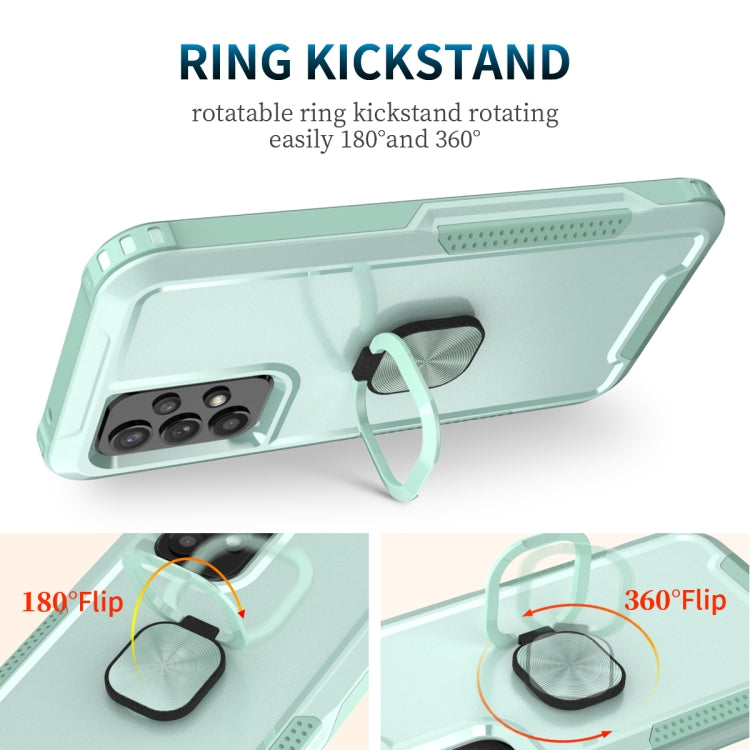 For Samsung Galaxy A73 5G 3 in 1 Ring Holder PC + TPU Phone Case(Mint Green) by buy2fix