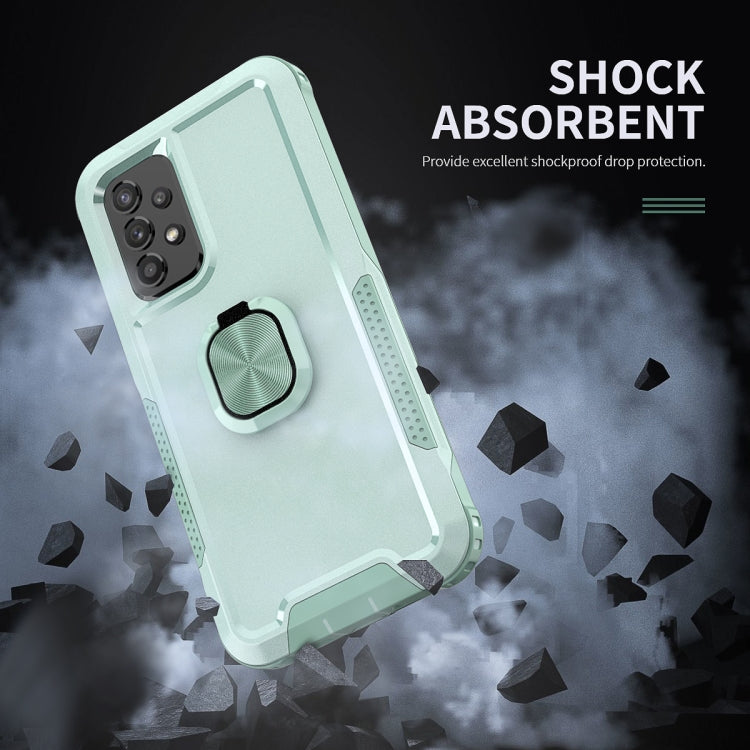 For Samsung Galaxy A73 5G 3 in 1 Ring Holder PC + TPU Phone Case(Mint Green) by buy2fix