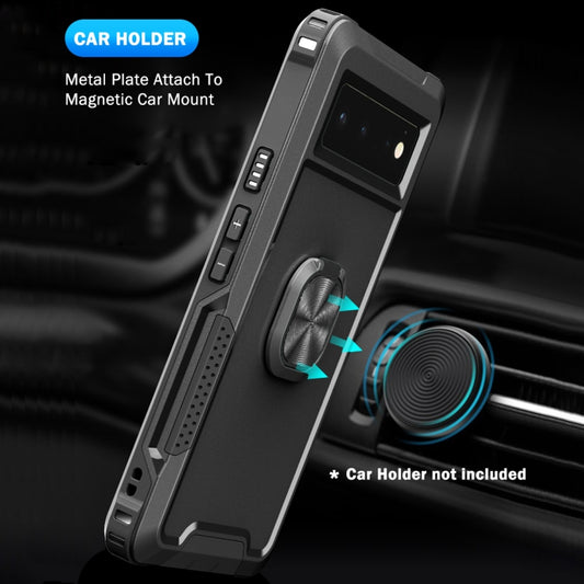 For Google Pixel 6 3 in 1 Ring Holder PC + TPU Phone Case(Black) - Google Cases by buy2fix | Online Shopping UK | buy2fix