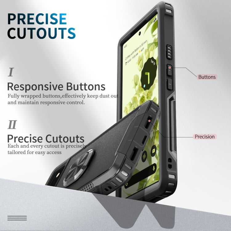 For Google Pixel 6 3 in 1 Ring Holder PC + TPU Phone Case(Black) - Google Cases by buy2fix | Online Shopping UK | buy2fix
