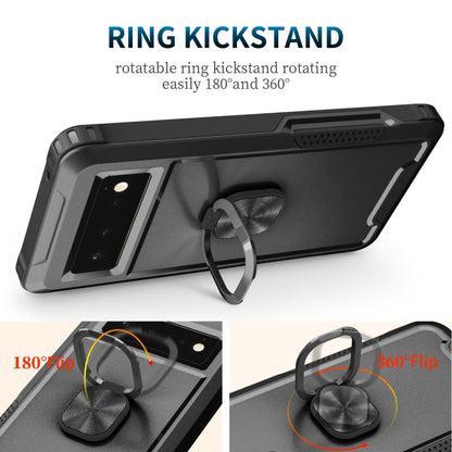 For Google Pixel 6 3 in 1 Ring Holder PC + TPU Phone Case(Black) - Google Cases by buy2fix | Online Shopping UK | buy2fix