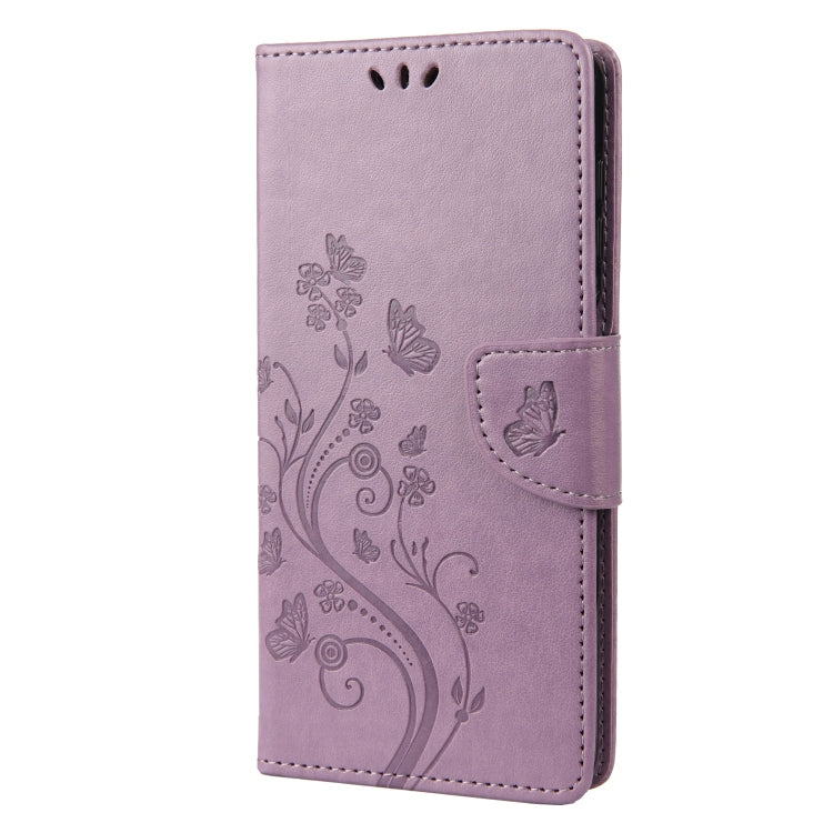 For Samsung Galaxy M53 5G Butterfly Flower Pattern Flip Leather Phone Case(Light Purple) by buy2fix