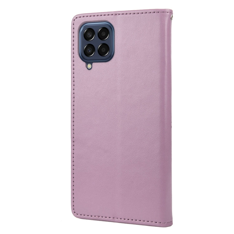 For Samsung Galaxy M53 5G Butterfly Flower Pattern Flip Leather Phone Case(Light Purple) by buy2fix