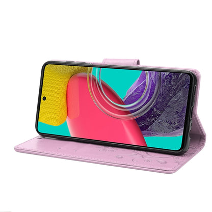 For Samsung Galaxy M53 5G Butterfly Flower Pattern Flip Leather Phone Case(Light Purple) by buy2fix