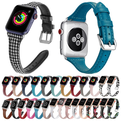 Genuine Leather Watch Band For Apple Watch Series 8&7 41mm / SE 2&6&SE&5&4 40mm / 3&2&1 38mm(Silver) by buy2fix