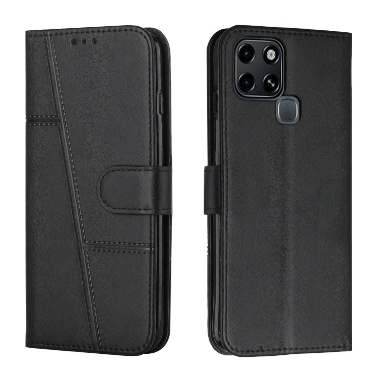 For Infinix Smart 6 Stitching Calf Texture Buckle Leather Phone Case(Black) - Infinix Cases by buy2fix | Online Shopping UK | buy2fix