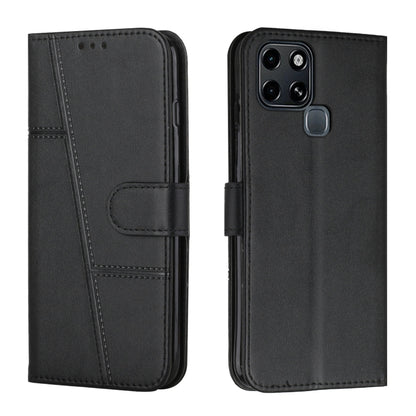 For Infinix Smart 6 Stitching Calf Texture Buckle Leather Phone Case(Black) - Infinix Cases by buy2fix | Online Shopping UK | buy2fix