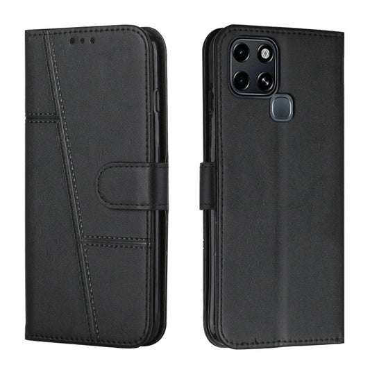 For Infinix Smart 6 Stitching Calf Texture Buckle Leather Phone Case(Black) - Infinix Cases by buy2fix | Online Shopping UK | buy2fix