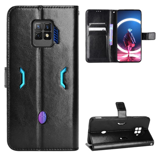 For ZTE nubia Red Magic 7 Pro Crazy Horse Texture Horizontal Flip Phone Leather Case(Black)