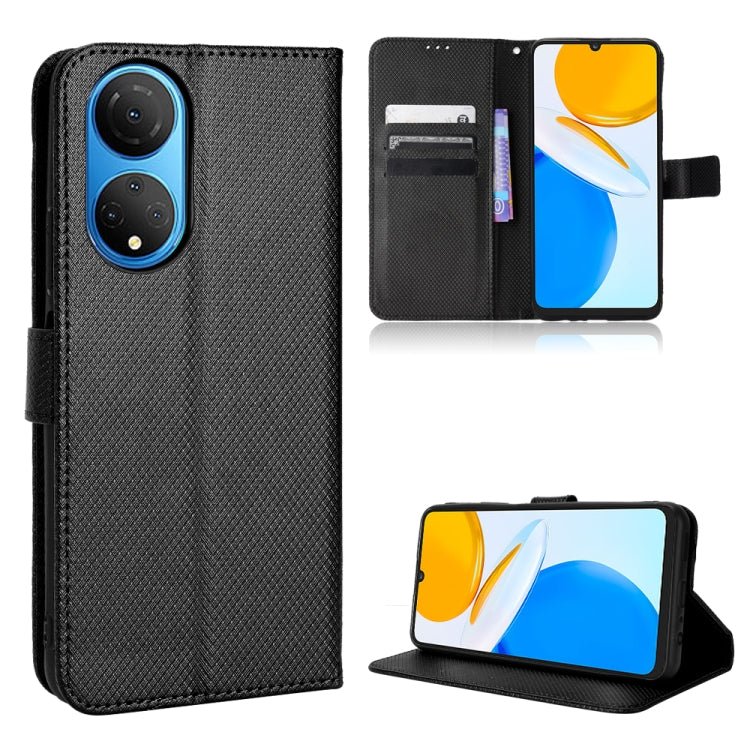 For Honor X7 Diamond Texture Leather Phone Case(Black) by buy2fix