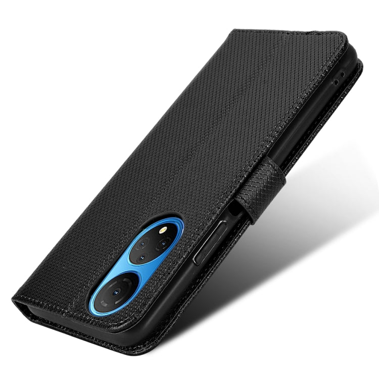 For Honor X7 Diamond Texture Leather Phone Case(Black) by buy2fix