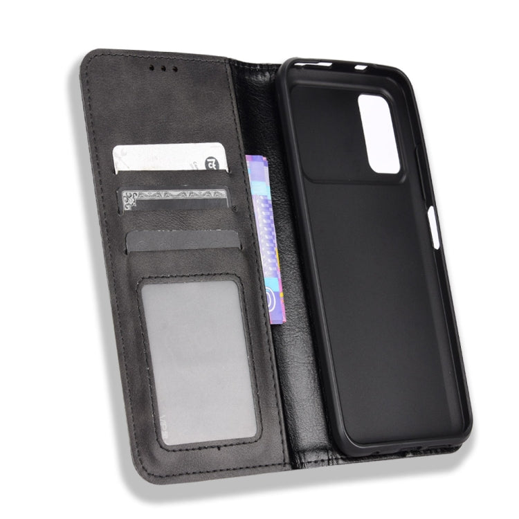 For Xiaomi Poco X4 Pro 5G Fine Hole Magnetic Buckle Retro Texture Leather Phone Case(Black) - Xiaomi Cases by buy2fix | Online Shopping UK | buy2fix