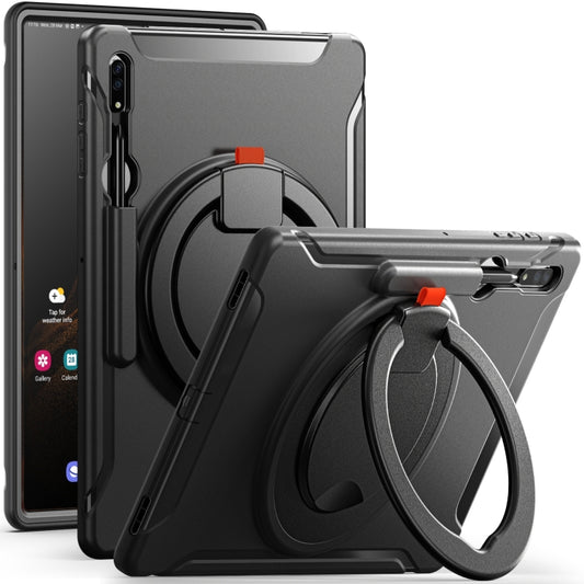 For Samsung Galaxy Tab S10 Ultra / S9 Ultra /  S8 Ultra 360 Rotation Handle Grip TPU + PC Tablet Case(Black) - Galaxy Tab S8 Ultra Cases by buy2fix | Online Shopping UK | buy2fix