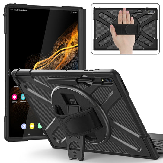 For Samsung Galaxy Tab S10 Ultra / S9 Ultra /  S8 Ultra Rotary Grab TPU + PC Tablet Case(Black)