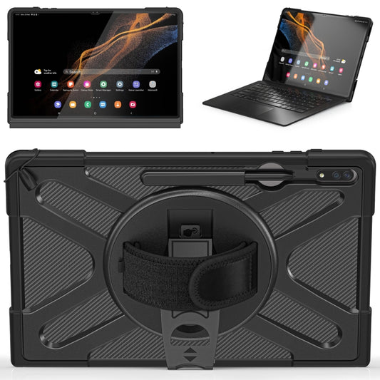 For Samsung Galaxy Tab S10 Ultra / S9 Ultra /  S8 Ultra Rotary Grab TPU + PC Tablet Case(Black) - Galaxy Tab S8 Ultra Cases by buy2fix | Online Shopping UK | buy2fix