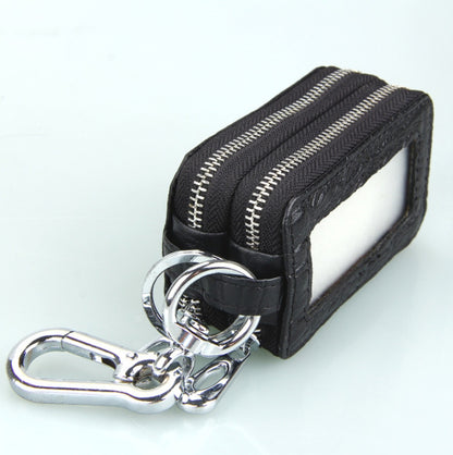 9075 Universal Crocodile Texture Genuine Leather Double Zipper Car Key Case(Black) - Car Key Cases by buy2fix | Online Shopping UK | buy2fix