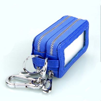 9075 Universal Crocodile Texture Genuine Leather Double Zipper Car Key Case(Blue) - Car Key Cases by buy2fix | Online Shopping UK | buy2fix