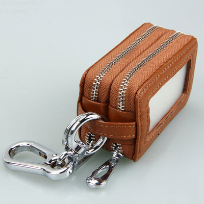 9075 Universal Crocodile Texture Genuine Leather Double Zipper Car Key Case(Brown) - Car Key Cases by buy2fix | Online Shopping UK | buy2fix