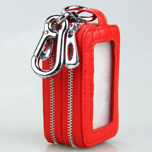 9075 Universal Crocodile Texture Genuine Leather Double Zipper Car Key Case(Black) - Car Key Cases by buy2fix | Online Shopping UK | buy2fix