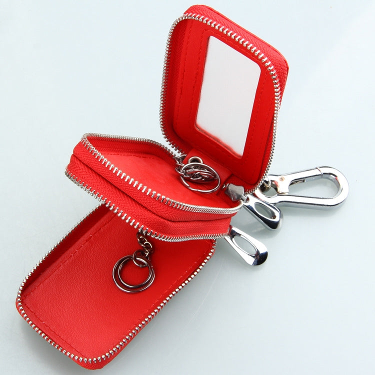 9075 Universal Crocodile Texture Genuine Leather Double Zipper Car Key Case(Brown) - Car Key Cases by buy2fix | Online Shopping UK | buy2fix