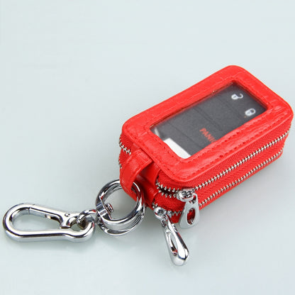 9075 Universal Crocodile Texture Genuine Leather Double Zipper Car Key Case(Black) - Car Key Cases by buy2fix | Online Shopping UK | buy2fix