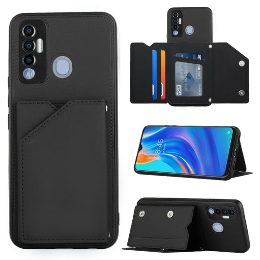 For Tecno Spark 7P Skin Feel PU + TPU + PC Phone Case(Black) by buy2fix