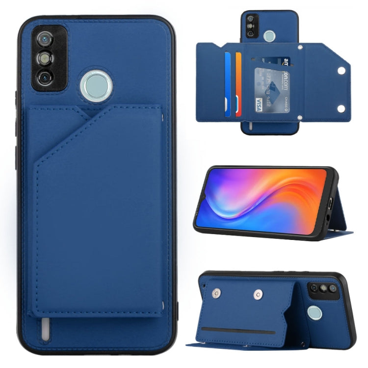 For Tecno Spark 6 Go / Go 2020 Skin Feel PU + TPU + PC Phone Case(Blue) by buy2fix